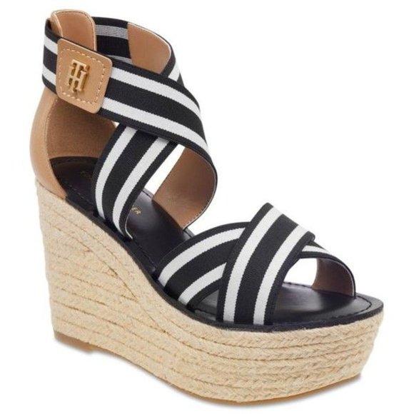 Tommy Hilfiger Shoes - Tommy Hilfiger Platform Wedge Heel Sandals | Color: Black & White Size: 6